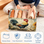 Retro Rooster Storage Basket with Handles,Chicken Sunflower Collapsible Rectangle Organizer Bin for Room Decoration Books Box Baskets 17x11.5x10Inch