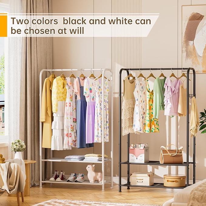 Golpart Clothes Garment Coat Rack Drying Clothing Racks Metal Freestanding for Hanging Clothes Portable Closet for Laundry Bedroom Black