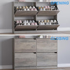 BORNOON Shoe Cabinet with 4 Flip Drawers, Narrow Hidden Shoe Storage Cabinet, Slim Freestanding Shoe Rack Organizer for Entryway, Hallway, Bedroom, Living Room