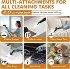 Handheld Steam Cleaner for Home,15s Heat-Up 42.27oz Tank,2500W Portable Steamer for Cleaning,with 15 pcs Accessories,Pressurized Steam Cleaner,Grease,Grout,Furniture,Bed Bugs,Floor,Couch and Car