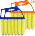 Geiserailie 2 Pcs Window Venetian Blind Cleaner Duster Tool Washable 7 Fingers Dusting Cleaner and Air Vent Shutter Brush Blinds Air Conditioner Fan Duster Dirt Housekeeping Tool (Orange Blue)