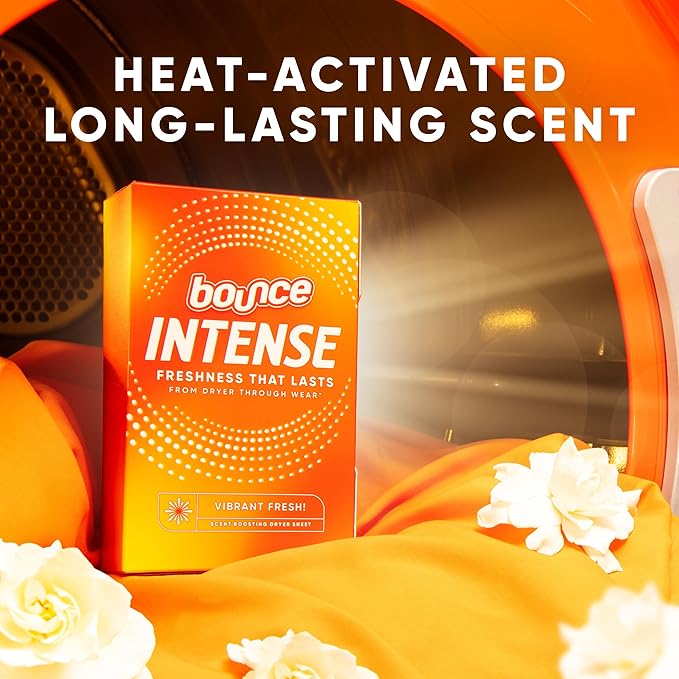 Bounce Intense Dryer Sheets, Vibrant Fresh, 60 Count, Scent Boosting Dryer Sheet