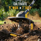 20V Cordless Tiller Cultivator, with 2 * 4.0Ah Batteries & Charger, 9In Tilling Width and 7In Depth Garden Rototiller for Lawn/Gardening/Soil Cultivation, Yellow