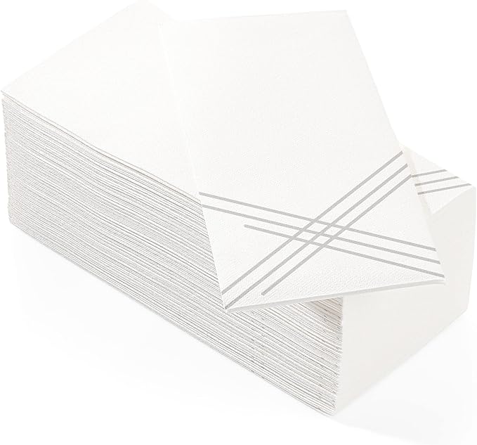 100 Pack Linen Feel Guest Paper Hand Towels | Disposable Super Absorbent Airlaid Paper Towels For Bathroom, Party, Weddings, Or Events | 12 x 17 Inches 1/6 Folded Decorative Design