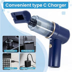 Productverse Portable Cordless Vacuum Cleaner, 22000 PA, Vacuum Cleaner with LED Light, Handheld Vacuum Cordless, Suck and Blow 2 in 1 Portable Vacuum for Car, Home, Office, pet (Blue)