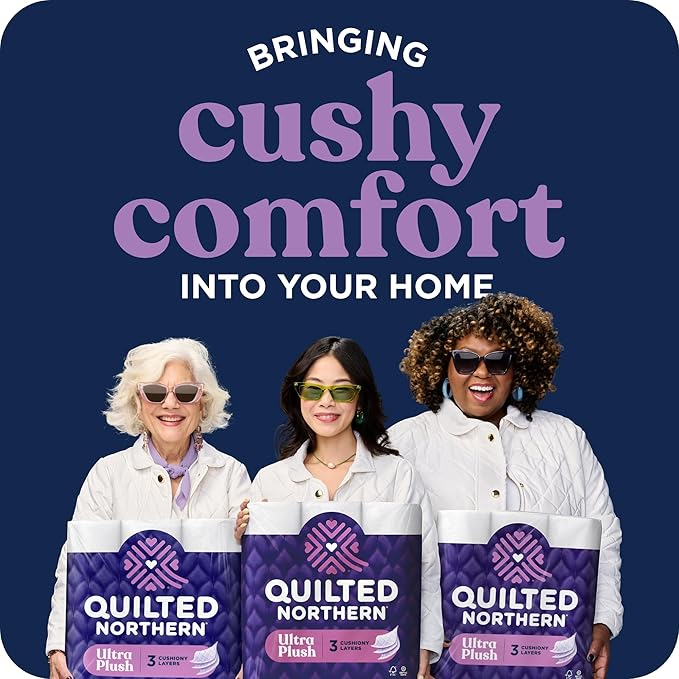 Quilted Northern Ultra Plush Toilet Paper, 18 Mega Rolls = 72 Regular Rolls, 3X Thicker*, 3 Ply Soft Toilet Tissue