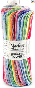 Marley's Monsters UNpaper Towels - 24 Count roll, Reusable Paper Towels, Paperless, Cotton, Tree Free (Rainbow)