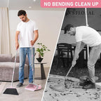 Broom and Dustpan Set, 54” Long Adjustable Household Hand Broom with Dustpan Teeth to Clean Hair Broom with Dustpan Set Heavy Duty to Clean Hair for Home Lobby Office (Pink)