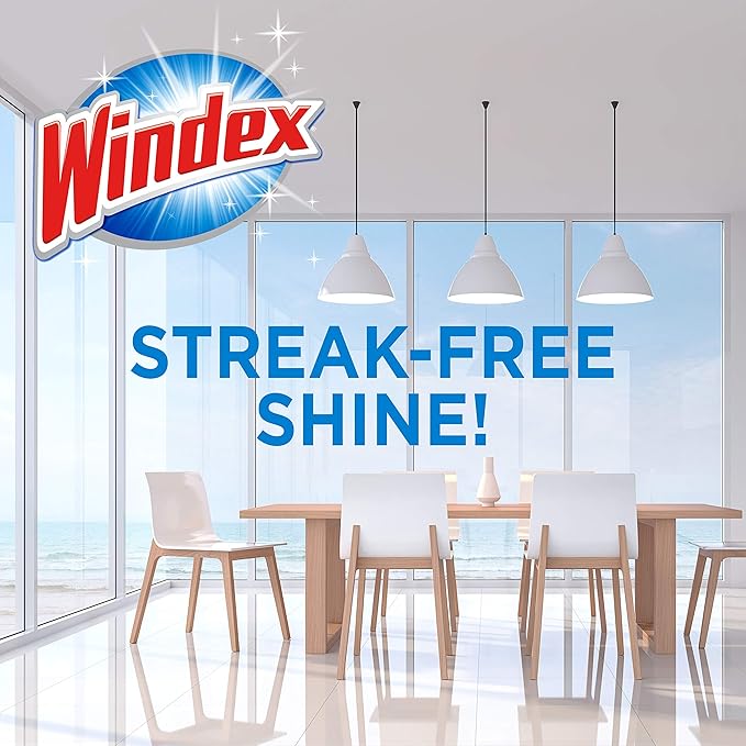 Windex Wipes Glass Cleaning Ammonia Free, Pre-Moistened Wipes for Cleaning All Glass Surfaces, Crystal Rain Fresh Scent, 25 Count (Pack of 2)