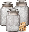 Le'raze Food Storage Containers with Airtight Lids - Retro Design - Pantry Organization, Glass Canisters Storage for Cookies, Tea, Sugar, Candy Jars, Sugar Packet, Set of 3