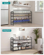 SONGMICS Stackable Shoe Rack, 4 Tier Metal Shoes Rack Storage Shelf, Holds up to 20 Pairs, Adjustable Slanted Shelves Tower Organizer for Closet Entryway Small Spaces, Black ULMR107BD01