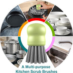Mini Dish Brush for Cleaning Chicken Shredder, Palm Brush Dish Scrubber with Ergonomic Grip, Kitchen Brush for Washing Dishes, Pans, Pots, Sink (1, Matcha)