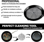TOPULORS 316 Stainless Steel Cast Iron Skillet Cleaner Scraper Chain Link Chainmail Scrubber for Cast Iron Pans, Pre-Seasoned Pans, Griddle Pans, BBQ Grills, and More Pot Cookware-Round 7 in Diameter