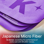 Koala Lens Cleaning Cloth | Japanese Microfiber | Glasses Cleaning Cloths | Eyeglass Lens Cleaner | Eyeglasses, Camera Lens, VR/AR Headset, and Screen Cleaning | Blue & Purple (Pack of 6)