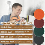 uxcell 8Pcs Scrubber Scouring Pad, 5 Inch 400 Grits Drill Power Brush Hoop and Loop Scrub Pads Discs Polishing Pad for Household Furniture Automotive Cleaning, Red