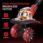 Cordless Tiller for Gardening, 360RPM Electric Garden Tiller with 2x4.0Ah Batteries & Charger, 9.5In Tilling Width and 6.7In Depth Garden Rototiller Cultivator for Lawn, Gardening, Soil Cultivation