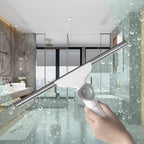 Window Cleaning Squeegee Kit, 14" Silicone Blade and Microfiber Scrubber with 54" Aluminum Handle, 2-in-1 Rotating Window Cleaner for Glass Doors, Shower, Mirrors and Home Windows – LJGG (Gray/White)