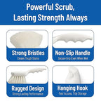 SPARTA 3662000 Flo-Pac Plastic Handle Utility Scrub Brush, Nylon Bristles, 2" Bristle Trim, 8" Length, White (Pack of 12)