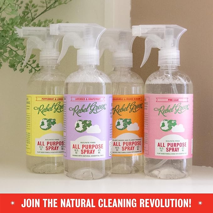 Rebel Green Natural All-Purpose Cleaning Spray - Plant-Derived Multi-Surface Cleaner with Essential Oils for Kitchen, Bath, Countertops and More - Frankincense - 16 oz - 2 Pack