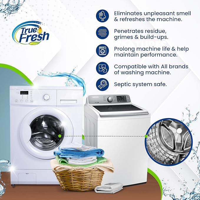 True Fresh- 39 Pcs Bundle- Garbage Disposal Cleaner -Compatible with All Disposal Brands and Washing machine Cleaner Tablets compatible with Front Loader -Top Loader -HE, Deodorize and Descales