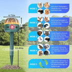 Ultrasonic Solar Animal Repeller for Yard, 5 Modes Outdoor Cat Squirrel Repellent with Motion Sensor, Flame Light, Motor Vibration, Deterrent for Deer Skunk Dog Snake Gophers for Yard Garden