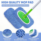 6 Pack Reusable Mop Pads Compatible with Swiffer Sweeper, Chenille Mop Refill Pads, Dry & Wet Mopping Cloths for Floor Cleaning -Blue