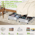 Tututry Under Bed Storage with Wheels, XXL 60L Under the Bed Storage Bins, Underbed Storage Containers with Lids & Label, Rolling Metal Drawer for Shoes, Clothes, Books, Toys (2-Pack Gray)