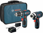 BOSCH CLPK22-120 12V Max Cordless 2-Tool Combo Kit with 3/8 in. Drill/Driver, 1/4 in. Impact Driver, (2) 2 Ah Batteries, Charger and Case