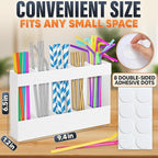 9.5" Cabinet Door Peel and Stick Straw Holder – White Plastic Straw Holder for Cabinet Door, With Strong Adhesive Tape, Space-Saving Easy Mounted Storage for Straws, Utensils, Chopsticks and More