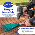 FARM-TUFF 8 Inch Garden Rake with 48 Inch Hardwood Handle - Durable & Compact Garden Rake for Shrubs, Flower Beds, and Tight Spaces