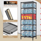 REIBII 7-Tier Metal Shelving Unit, 71’’H x 18’’W x 18’’D, 1176 LBS Weight Capacity, Adjustable Garage Shelving for Storage, Heavy Duty Shelves for Kitchen, Living Room, Bathroom etc.