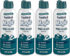 Magic Wrinkle Releaser (4 Pack) Say No to Ironing, Perfect for Travelers, Moms or those On The Go, Static Electricity Remover + Fabric Refresher + Odor Eliminator + Wrinkle Remover, Fresh Scent