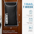Hanging Laundry Hamper Bag XL 40x22", Space Saving over the Door Storage Bags, Behind the Door Hampers for Dirty Clothes & Wall Mounted Basket for Bathroom, Organizer for Small Room Spaces RV