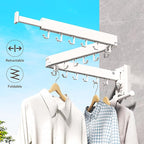 ZdwCyl Clothes Drying Rack,Laundry Drying Rack Wall Mount, Wall Mounted Clothes Rack,Retractable,Collapsible(Tri-Fold),Drying Rack Clothing,can Fold Upward & Left & Right,Space Saver, White Color