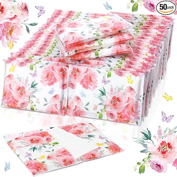 Geyee 50 Packs Facial Tissue Travel Packs Disposable Pocket Tissues for Wedding Guest Travel School Purse Home Supplies, 500 Sheets 3 Ply(Spring Floral)