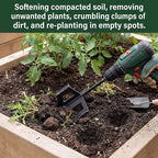 Garden Groomer 4-in-1 Soil Tiller & Auger—Cultivate, Loosen, Weed, and Drill in Garden Beds Or Planter Boxes. 3/8" Hex-Drive Drill Attachment for Effortless Gardening.