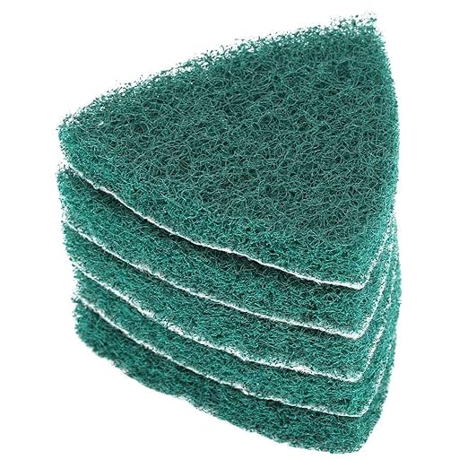 YWBL-WH 5Pcs Scouring Scrub Pads, Reusable Triangle Polishing Pad Self Adhesive Plate Grinding Machine Accessories, 3.5 * 3.5 * 3.5inch