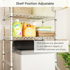 Ulif U11 Medium Over Washer and Dryer Shelves, 3 Tiers Laundry Room Storage and Organizer Standing Shelf, Metal Freestanding Clothes Drying Rack, 31.1" W x 19.7" D x 77.6" H, Chrome