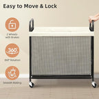 STORAGE MANIAC Rolling Laundry Hamper with Wheels 3-Section Laundry Sorter Rolling Laundrys Basket on Wheels with Removable Bag Clothes Hamper Laundrys Organizer Cart Bathroom Bedroom 120L Beige
