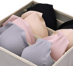 DIOMMELL Set of 4 Foldable Cloth Storage Box Closet Dresser Drawer Organizer Fabric Baskets Bins Containers Divider for Clothes Underwear Bras Socks Lingerie Clothing, Grey 22-0000