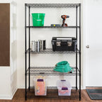 Honey-Can-Do 5-Tier Heavy-Duty Adjustable Shelves, Metal Storage Rack with 800-lb Shelf Capacity, Black, 18" W x 42" L x 72" H