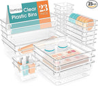 StorMiracle 23 PCS Drawer Organizer Set, 5 Varied Size Bathroom and kitchen Drawer cabinet organizer Trays, Clear Storage Bins for Makeup, Jewelry, Utensils and Gadgets