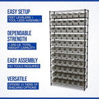 Strongway 12-Tier Single Side Wire Shelving Unit with 66 Bins - 39.5in.L x 16in.W x 80.5in.H