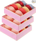 Bra Storage Drawers Organizer for Clothing Underwear Drawer Organizer Dividers Foldable Storage Cube Bins for Bra,Socks, Underwear,3 Pack （Pink）