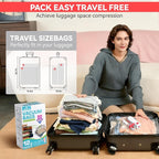 12 Pack Vacuum Bags for Travel with USB & TYPE C Pump,Compression Packing Cubes for Luggage,Carry-on Space Saver Vacuum Seal Bags&Vacuum Storage Bags for Vacation(Red)