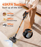 Nvriow Cordless Vacuum Cleaner for Home, 45Kpa Stick Vacuum, Max 80mins Runtime, 1.5L Dust Cup, Rechargeable Lightweight Handheld Vacuum for Carpet/Hardwood Floor/Pet Hair/Car (Sunset Orange)