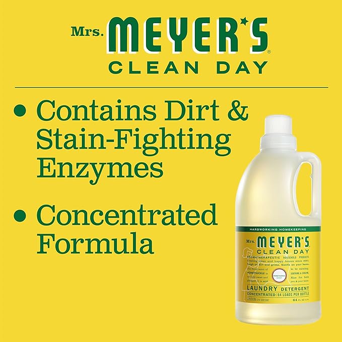 MRS. MEYER'S CLEAN DAY Laundry Detergent,Honeysuckle,64 Fluid Ounce,(Pack of 2)