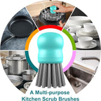 Mini Dish Brush for Cleaning Chicken Shredder, Palm Brush Dish Scrubber with Ergonomic Grip, Kitchen Brush for Washing Dishes, Pans, Pots, Sink (1, Mint Green)