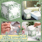 12 Pack Fall Eucalyptus Facial Tissues Cube Boxes 600 Sheets 3 Ply Small Square Green Eucalyptus Face Tissues Bulk for Autumn Spring Car Bedroom Supplies