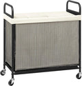 STORAGE MANIAC Rolling Laundry Hamper with Wheels 3-Section Laundry Sorter Rolling Laundrys Basket on Wheels with Removable Bag Clothes Hamper Laundrys Organizer Cart Bathroom Bedroom 120L Beige